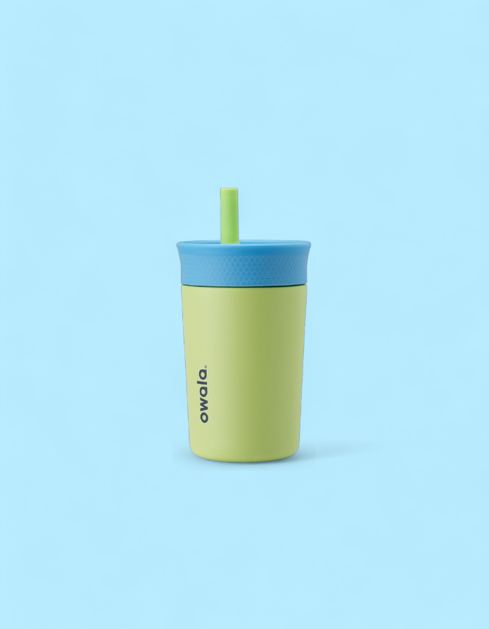 Copo Owala Infantil Com Canudo Tumbler Stainless Steel Térmica 350ml Inox | Yellow Blue Turtley Awesome